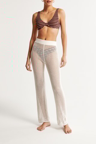 Pantalon de plage en crochet taille haute - Blanc