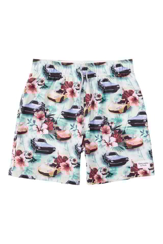 Short de bain - Blanc et vert