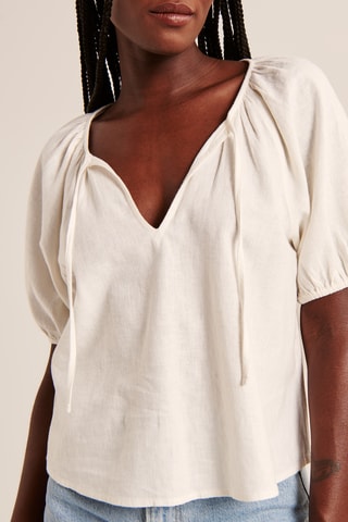 Top en lin - Blanc