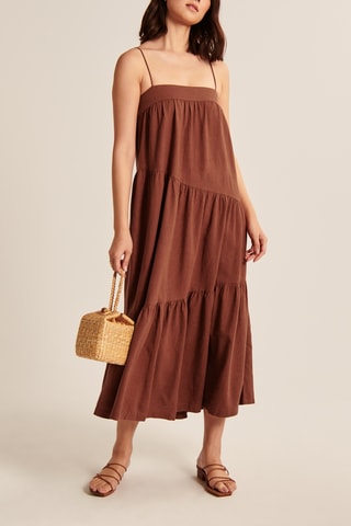 Robe longue en lin - Marron