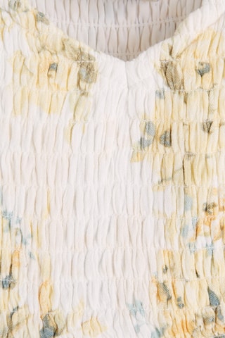 Robe midi - Blanc et jaune