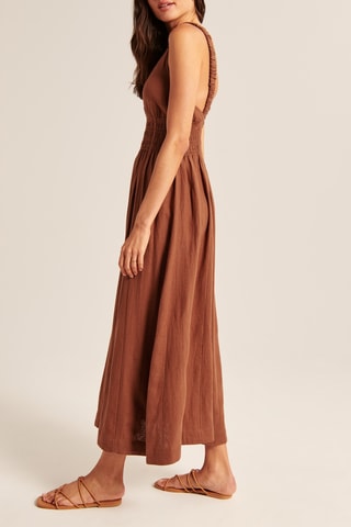 Robe longue en lin - Marron
