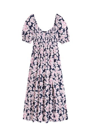 Robe midi - Bleu nuit et rose