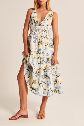 Robe volantée - Blanc et Ciel