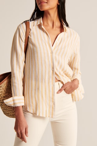 Chemisier en lin - Blanc et saumon