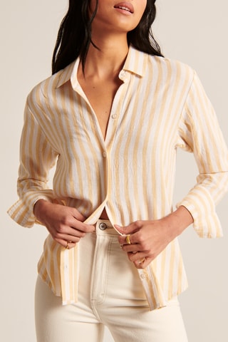 Chemisier en lin - Blanc et saumon