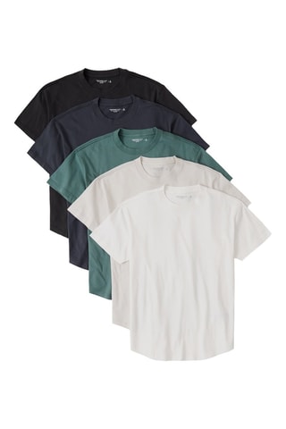 5 t-shirts - Blanc, vert foncé et bleu marine