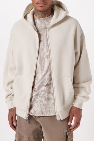 Sweat polaire à capuche - Ecru