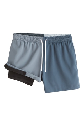 Short de bain - Bleu foncé et gris