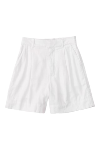 Short en lin taille haute - Blanc