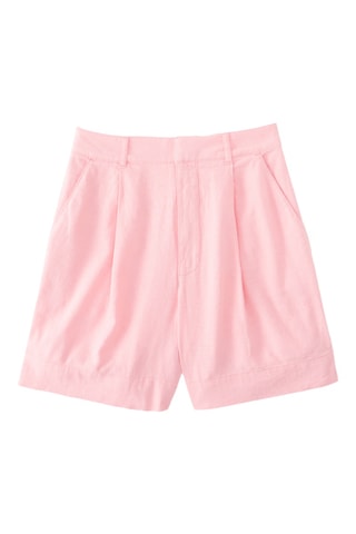 Short en lin taille haute - Rose