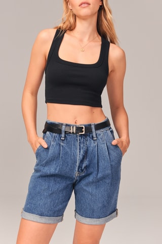 Short en jean taille haute - Bleu cobalt