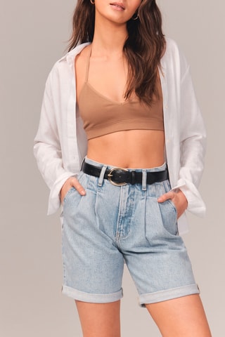 Short en jean taille haute - Ciel