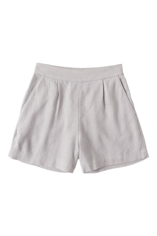 Short en lin taille haute - Gris clair