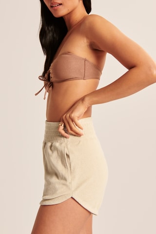 Short en velours taille haute - Beige