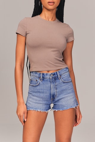 Short en jean taille haute - Ciel