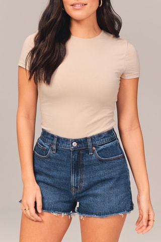 Short en jean taille haute - Bleu cobalt