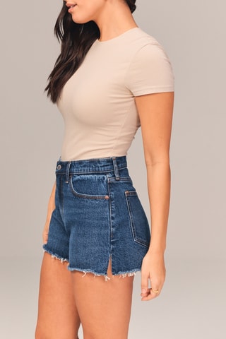 Short en jean taille haute - Bleu cobalt