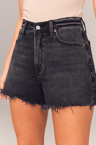 Short en jean taille haute - Noir
