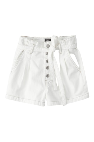 Short en jean taille haute - Blanc