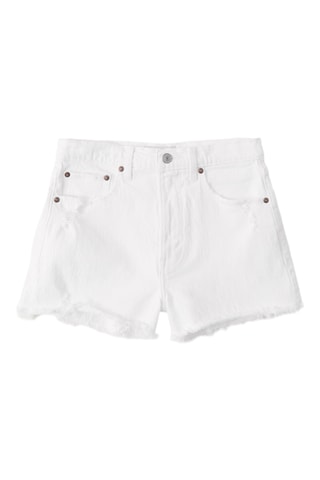 Short en jean taille haute - Blanc
