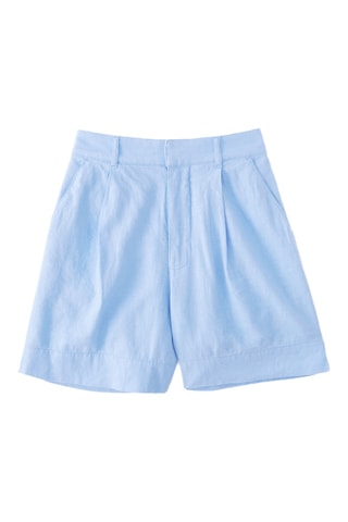 Short en lin taille haute - Ciel