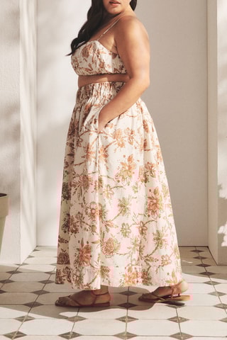 Jupe longue taille haute - Marron