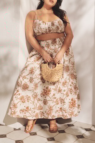 Jupe longue taille haute - Marron