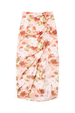 Jupe fourreau taille haute - Rouge brique et saumon