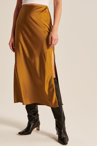 Jupe midi taille haute - Doré