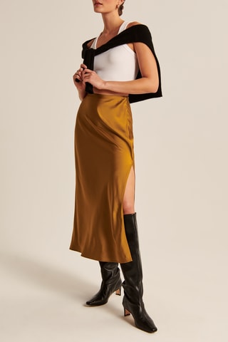 Jupe midi taille haute - Doré