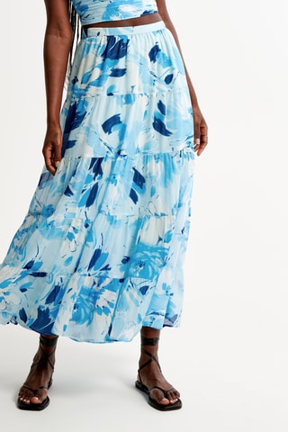 Jupe longue taille haute - Bleu