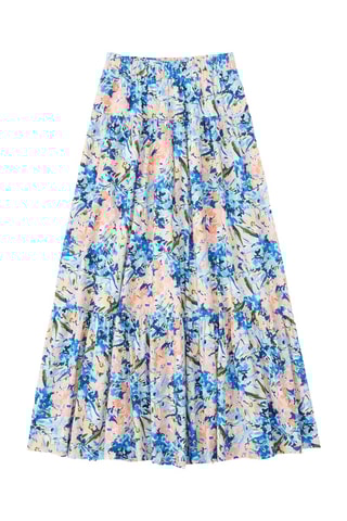 Jupe longue taille haute - Bleu cobalt et rose