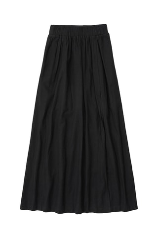 Jupe longue taille haute en lin - Noir
