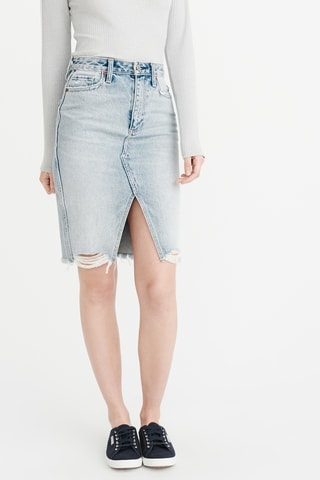 Jupe droite en jean - Bleu