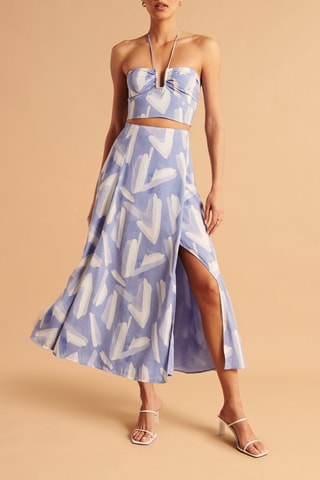 Jupe portefeuille taille haute - Ciel