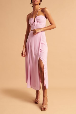 Jupe portefeuille taille haute - Rose