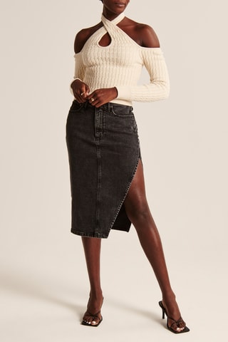 Jupe fourreau en jean - Noir