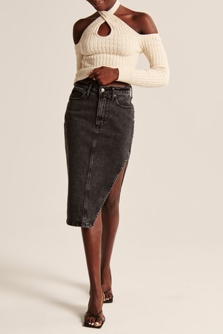 Jupe fourreau en jean - Noir