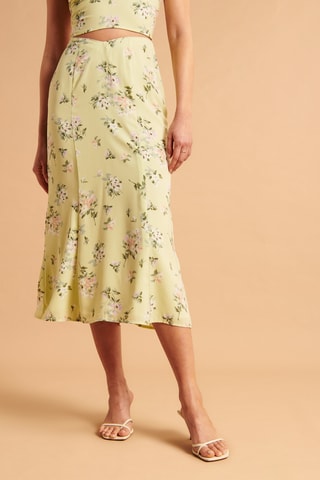 Jupe midi taille haute - Jaune