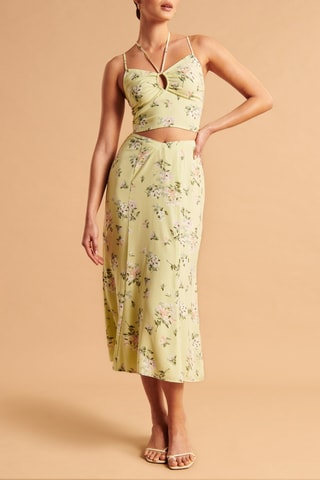 Jupe midi taille haute - Jaune