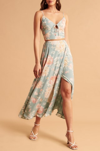 Jupe portefeuille taille haute - Vert clair