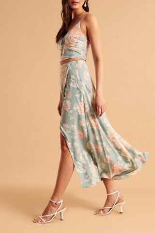 Jupe portefeuille taille haute - Vert clair