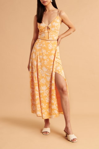 Jupe portefeuille taille haute - Orange