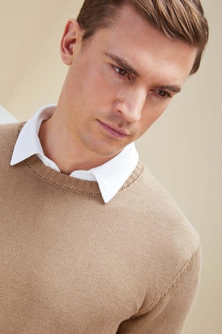 Pull slim en lin - Beige - Zanone