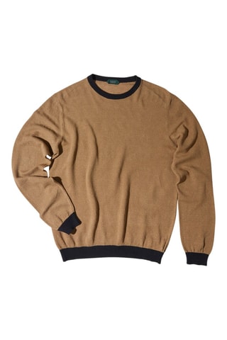 Pull slim en lin - Marron clair - Zanone