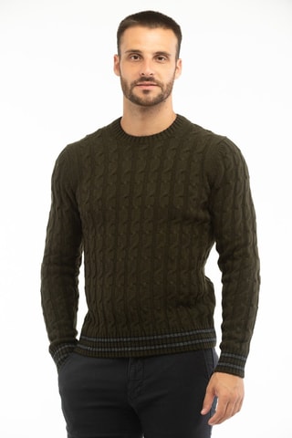 Pull slim en laine vierge - Kaki - Zanone