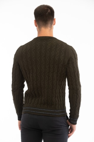 Pull slim en laine vierge - Kaki - Zanone