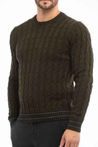 Pull slim en laine vierge - Kaki - Zanone