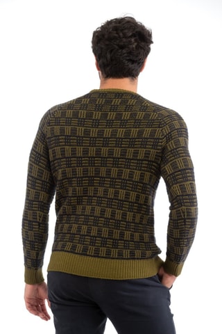 Pull slim en laine vierge et mohair - Vert olive - Zanone